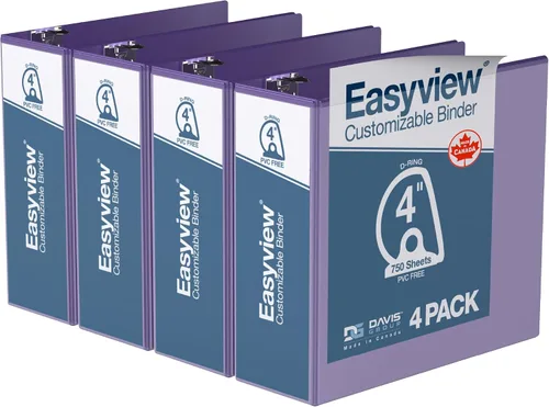 Miniatura 37 de Easyview - Carpetas prémium de 3 anillas con cubiertas transparentes y anillos en D, carpetas para escuela u oficina, 5 pulgadas, paquete de 4