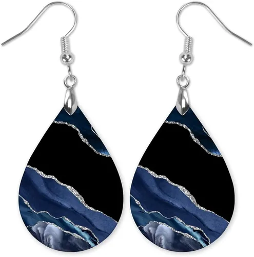 Miniatura 14 de Dangle Earrings for Women Colorful Dangling Drop Statement Jewelry Printed MDF Wood Teardrop Double Side Print Handmade by The Painted Pug