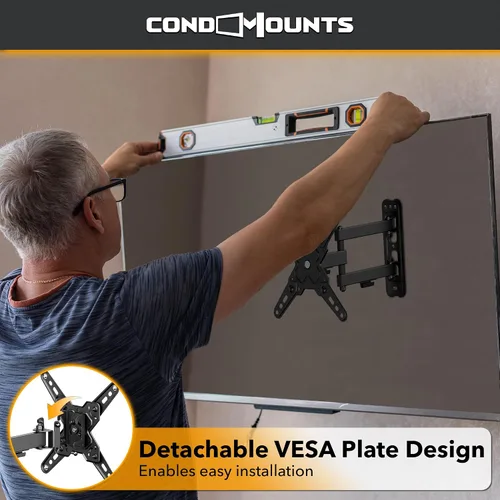 Miniatura 5 de CondoMounts TVA8022 Soporte de pared para TV de movimiento completo para televisores de 12 a 40 pulgadas de hasta 44 libras, VESA 200 x 200, montaje