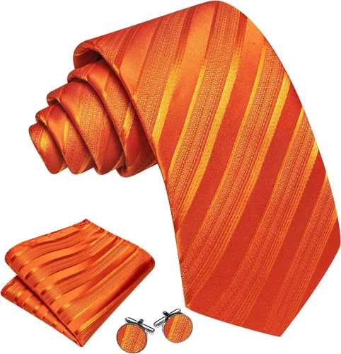 Miniatura 255 de Barry.Wang Juego de corbatas para hombre, corbata de seda a rayas, tejido a cuadros, gemelos formales, negocios, boda