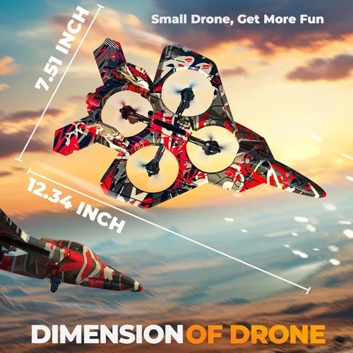 Miniatura 6 de BEZGAR Avión RC, avión de control remoto de espuma, dron para niños, avión RC para niños y niñas, helicóptero jet de combate con luces LED, Rojo