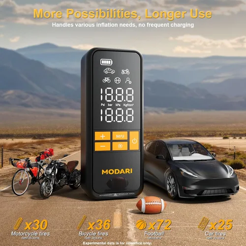 Miniatura 3 de MODARI Inflador de neumáticos Compresor de aire portátil - Bomba de aire portátil 4 veces más rápida de 160 PSI para automóviles - Infladores