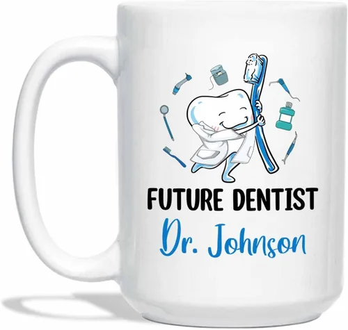 Miniatura 25 de Taza de café blanca personalizada para dentista ortodoncista de 11 onzas, 15 onzas, un dentista verdaderamente genial es difícil de encontrar