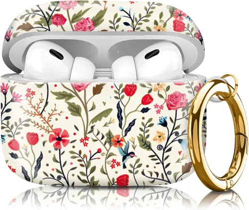 Miniatura 10 de Funda compatible con AirPod Pro de 2ª/1ª generación con llavero, funda protectora completa a prueba de golpes para auriculares inalámbricos