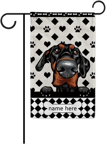 Miniatura 37 de Bandera personalizada de jardín para perro, lindo perro salchicha salchicha, lunares, búfalo, bandera a cuadros para decoración del hogar al aire
