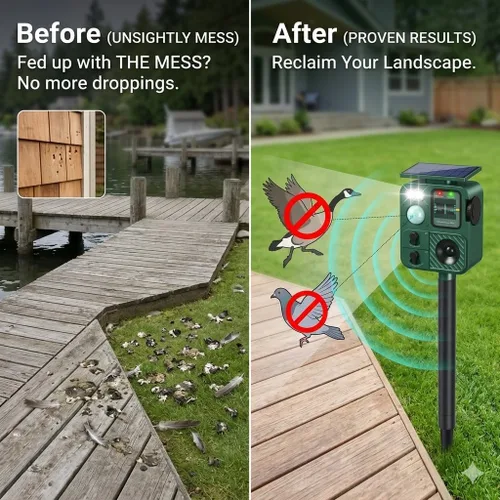 Miniatura 3 de 2026 Nuevos dispositivos solares ultrasónicos repelentes de aves al aire libre disuasorios de aves para gatos exteriores repelente de palomas