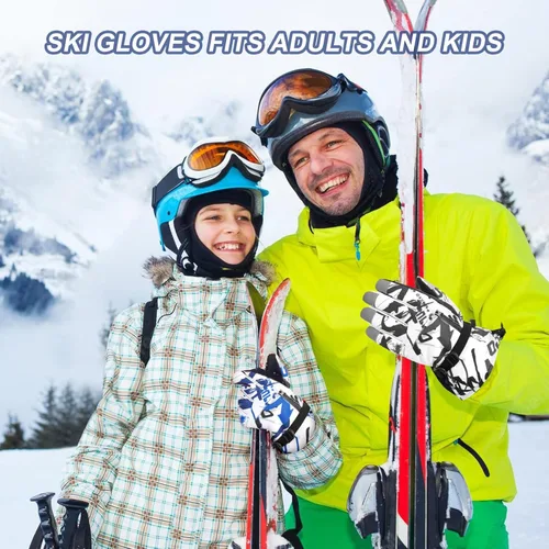 Miniatura 5 de Durio Guantes de esquí para mujeres y hombres, guantes de nieve impermeables cálidos para niños con pantalla táctil, motos de nieve, guantes