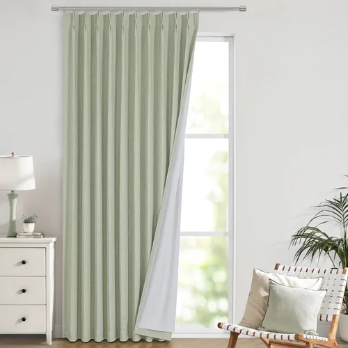 Miniatura 40 de Vision Home Cortinas marrones con pliegues pinzados de bloqueo total, cortinas de ventana de lino mezclado para oscurecimiento de la habitación, 95