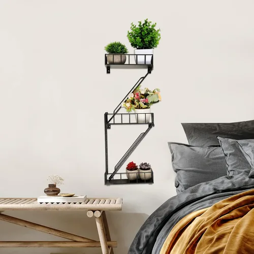 Miniatura 6 de Zonon Estante de pared de escape de incendios, estantes de escalera de metal, decoración de pared, estantes flotantes, estante de figura de acción