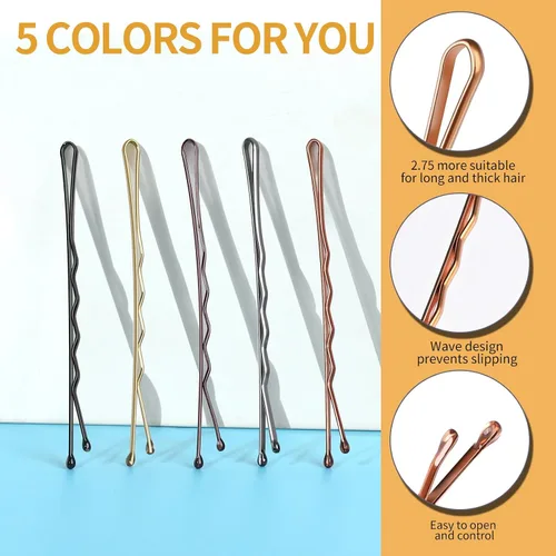 Miniatura 4 de Teenitor Horquillas para el cabello, 2.75 pulgadas, grandes, color marrón, negro, rubio, plateado, para mujeres y niñas, para cabello grueso, 5