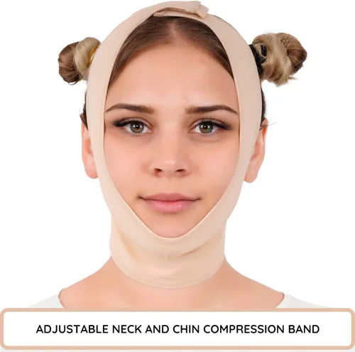 Miniatura 2 de IKIDO Venda de compresión para cuello y barbilla poscirugía para mujer, más delgada para la cara Beige