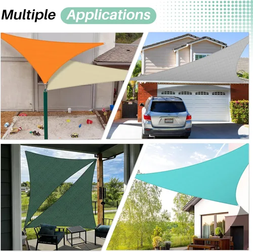 Miniatura 2 de SunnyRoyal Toldo parasol triangular de 8 x 8 x 8 pies con bloqueo UV, para patio, jardín, piscina (turquesa)