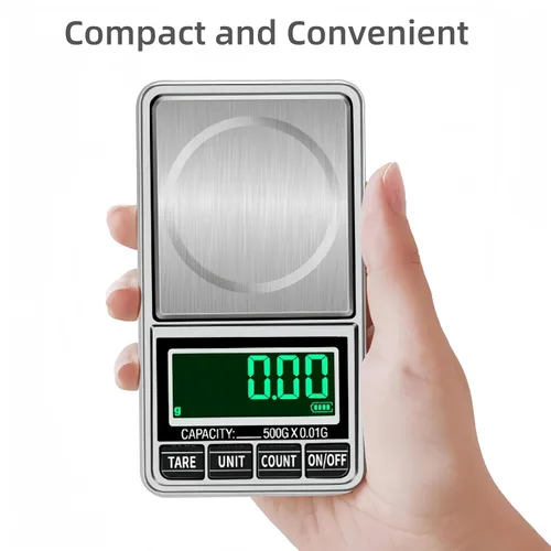 Miniatura 7 de Báscula digital de bolsillo para joyería, 17.64 oz, 0.00 oz, precisión recargable por USB, portátil, mini gramos, báscula de alimentos para moneda