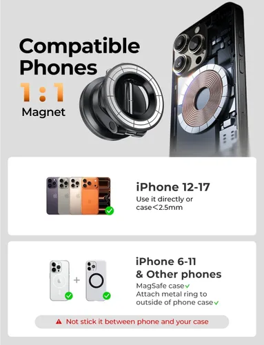 Miniatura 6 de LISEN Magsafe Soporte de automóvil, soportes de teléfono celular para tu automóvil, accesorios magnéticos de coche para mujeres y hombres, camión
