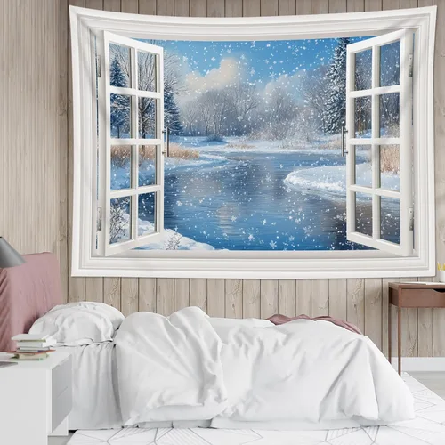 Miniatura 17 de HVEST Tapiz de mariposa para decoración de habitación, mariposas azules de fantasía en cielo estrellado, tapiz para colgar en la pared, tapiz negro