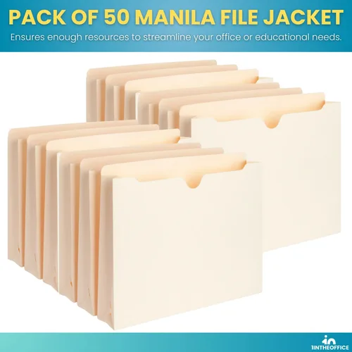 Miniatura 7 de 1InTheOffice Chaqueta de archivo, expansión de 2 pulgadas, almacenamiento de archivos Manila, tamaño carta, paquete de 50