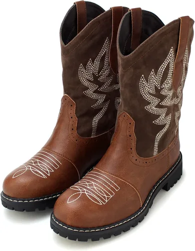 Miniatura 4 de Hawkwell Botas vaqueras occidentales de media pantorrilla para mujer, punta redonda, bordadas a la moda