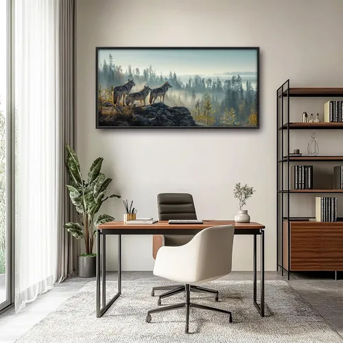 Miniatura 3 de Cuadros Grandes Enmarcados Arte de Pared para Sala de Estar, Lobos del Bosque Decoración de Pared de Gran Tamaño Lobo Animal Impresión en Lienzo