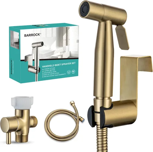 Miniatura 13 de BARROCK Pulverizador de bidé de mano para inodoro, kit de pulverización de pañales de tela para bebé hecho de metal de acero inoxidable, conjunto