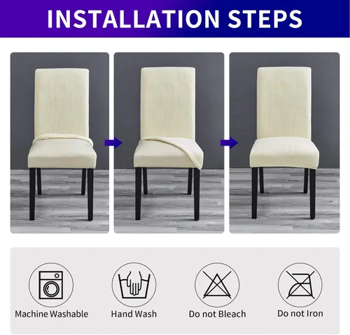 Miniatura 7 de Juego de 6 fundas elásticas para sillas de comedor, fundas para sillas de comedor lavables y removibles, fundas para sillas de comedor protectoras