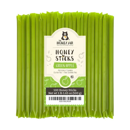 Miniatura 34 de The Honey Jar Palitos de miel lisos, pajitas de miel pura para el té, café o un placer saludable, una cucharadita de miel saborizada por barra