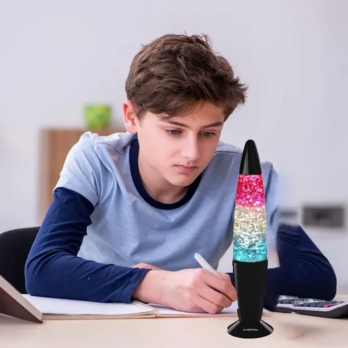 Miniatura 3 de Playlearn - Lámpara de purpurina de 13.5 pulgadas, USB, cristal, lámpara de noche con purpurina