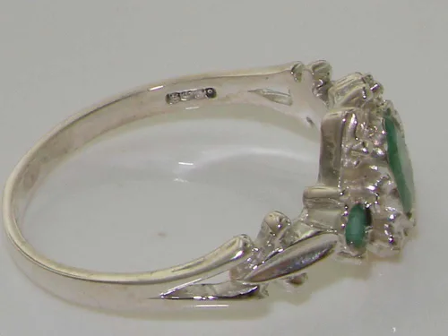 Miniatura 4 de Anillo de plata de ley 925 auténtica esmeralda para mujer