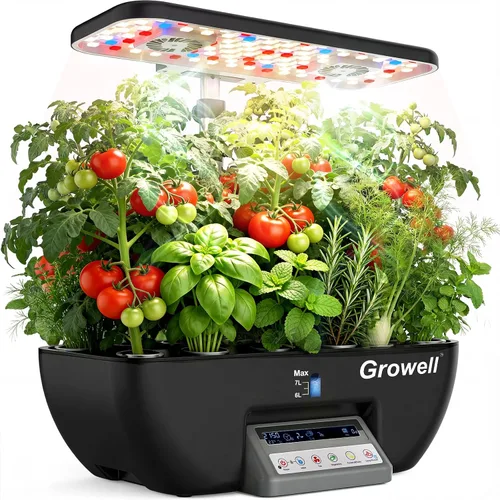 Kit de sistema de cultivo hidropónico, 17 cápsulas de jardín de hierbas para interiores con luz de cultivo, circulación inteligente de agua y aire