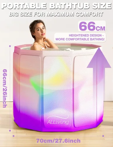 Miniatura 2 de Bañera portátil para adultos, bañera plegable plegable para adultos, ducha de adultos, baño caliente, spa, bañera profunda independiente