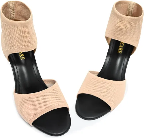 Miniatura 8 de Tacones de Puntera Abierta para Mujer, Sexys Tacones de Aguja de 3 Pulgadas, Sandalias de Tacón para Mujer con Puntera Abierta, Amplias, de Tejido