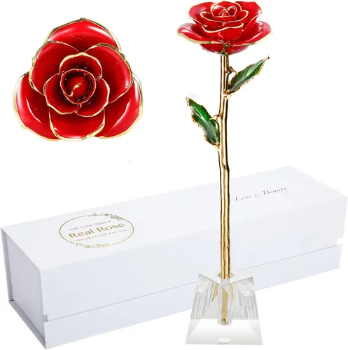 Miniatura 8 de Regalos para mamá, rosa dorada, rosa bañada en oro hecha de rosa real, regalos para ella y los mejores regalos para la madre, rosas doradas