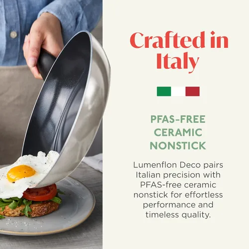 Miniatura 2 de Deco - Sartén antiadherente de 11 pulgadas, fabricada en Italia, cerámica de diamante libre de PFAS, apta para lavavajillas y utensilios de metal