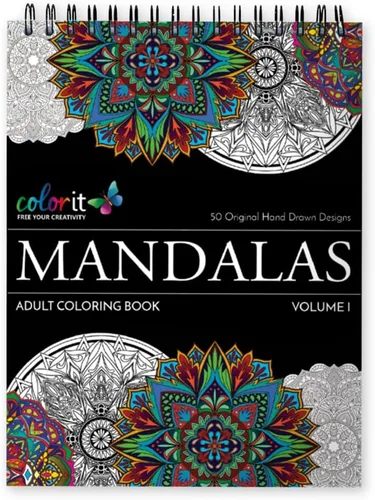 Libro Para Colorear Mandala Para Adultos Con Papel Grueso De Calidad Artística, Tapas Duras Y Encuadernación En Espiral De ColorIt