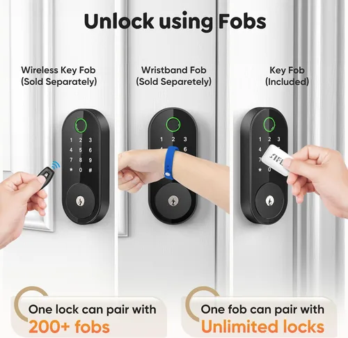Miniatura 4 de Cerradura inteligente de huellas digitales con teclado – Cerradura de entrada sin llave para casa, apartamento, oficina, Airbnb, alquiler, niños