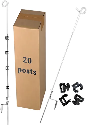 PK20 - Postes de coleta para cercas eléctricas, diámetro de varilla de 0.32 pulgadas (0.315 in) x 41 pulgadas de altura con 80 aisladores