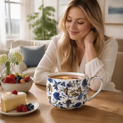 Miniatura 7 de Tazones de sopa de 25 onzas de porcelana con mangos, taza grande de sopa para café, cereal, avena, café con leche, sopa floral, taza de sopa