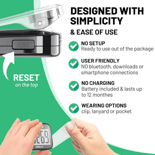 Miniatura 3 de 3D Pedometer for Walking, Simple Step Counter with Large Digital Display, Step Tracker with Removable Clip Lanyard, Accurately Track Steps for Men