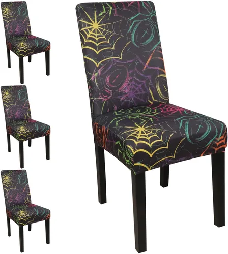 Miniatura 23 de JQinHome Juego de 8 fundas para sillas de comedor, fundas de alta elasticidad extraíbles y lavables, fundas protectoras de asiento para silla