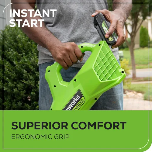 Miniatura 7 de Greenworks Soplador de hojas axial inalámbrico de 24 V (90 MPH / 320 CFM / más de 200 herramientas compatibles), batería de 2.0 Ah y cargador
