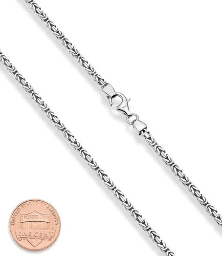 Miniatura 2 de Miabella Collar bizantino cuadrado macizo de plata de ley 925 chapada en rodio italiano de 0.098 in para hombres y mujeres, hecho a mano en Italia
