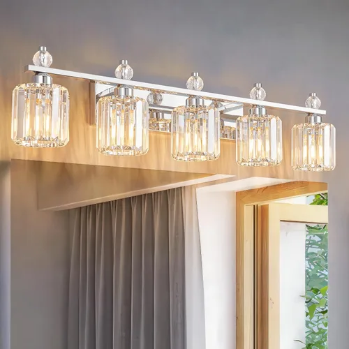 Miniatura 8 de Luces de Tocador de Baño de 3 Luces, Placado Negro, Modernas Luces de Tocador de Cristal para Baño, Luces de Tocador de Cristal para Usar Sobre
