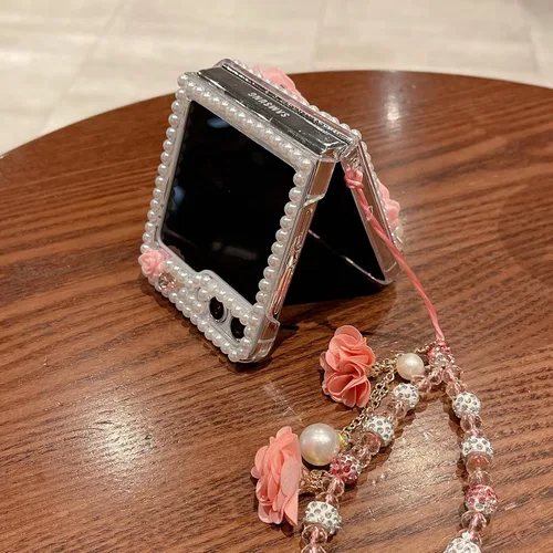 Miniatura 3 de Changjia Funda para Samsung Galaxy Z Flip 5 con brillantina, bonita funda de lujo con diamantes de imitación 3D con diamantes de imitación y flores