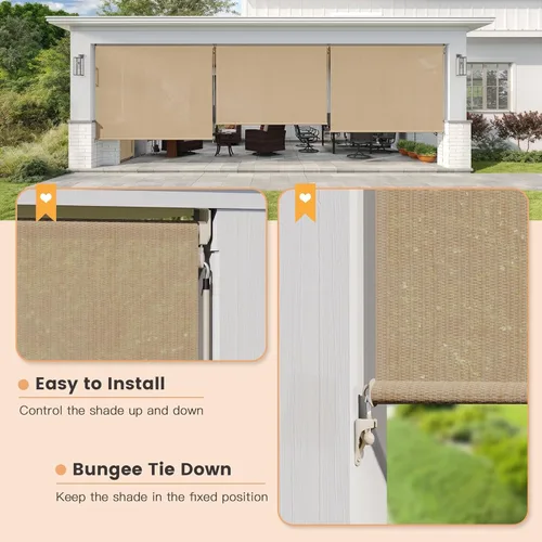 Miniatura 3 de VICLLAX Persiana enrollable para exteriores, 6 pies de ancho x 6 pies de largo, persianas enrollables para patio, con diseño empalmado para patio