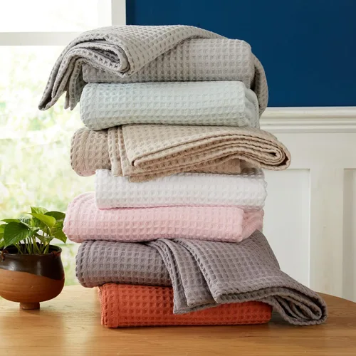Miniatura 3 de Manta de cama 100% algodón con tejido gofrado Manta suave, transpirable y ligera para todas las estaciones Perfecta para acolchado Colección