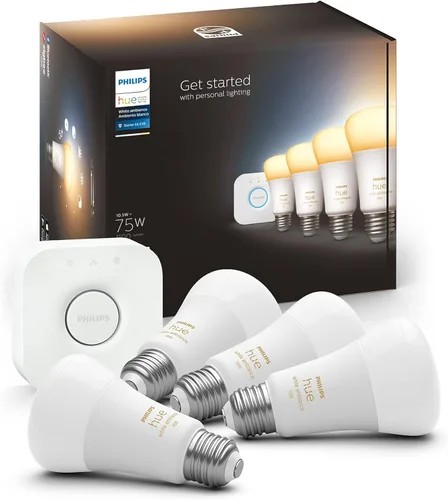Miniatura 8 de Philips Hue Kit de inicio con botón inteligente Base Lumen de ambiente blanco (60W), 16 millones de colores, funciona con Amazon Alexa, Asistente