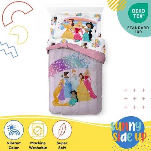 Miniatura 4 de Sunny Side Up - Juego de edredón individual de princesas Disney - 5 piezas de ropa de cama para niños incluye edredón, sábanas y funda de almohada