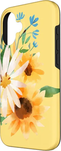 Miniatura 2 de iPhone 16 Yellow Sunflower Vintage Flower Petals Case