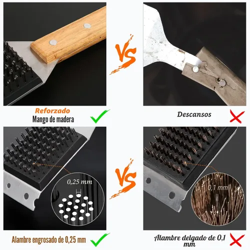 Miniatura 3 de SIMPLETASTE Cepillo y raspador para parrilla para BBQ, duradero y eficaz, cabezal de acero inoxidable reemplazable, cepillo de parrilla de alambre