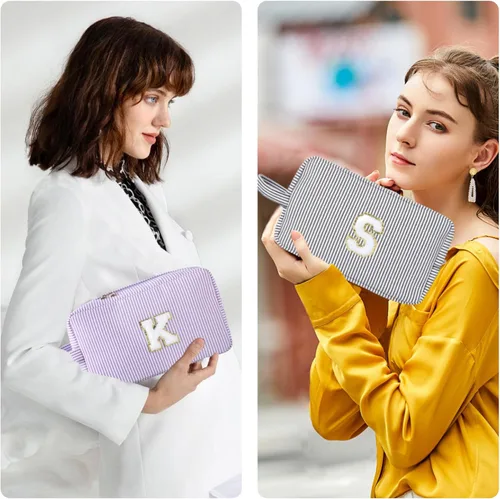 Miniatura 2 de Regalos personalizados para mujeres, bolsa de maquillaje con inicial, bolsa de maquillaje de viaje, bolsa de cosméticos, bolsa de artículos