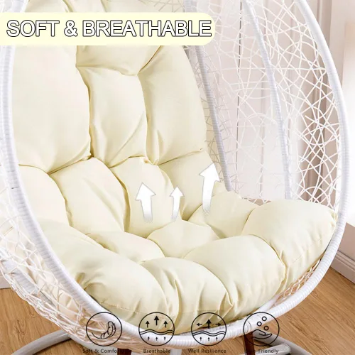 Miniatura 3 de Cojín de repuesto para silla de huevo para colgar silla de huevo, cojín grueso y cómodo para silla colgante, color beige (solo cojín), cojín